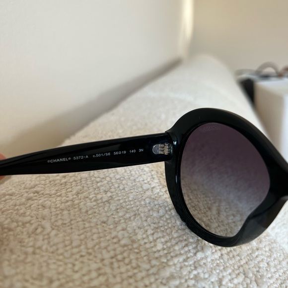 Chanel Oval Black Acetate Sunglasses - Picture 5 of 8